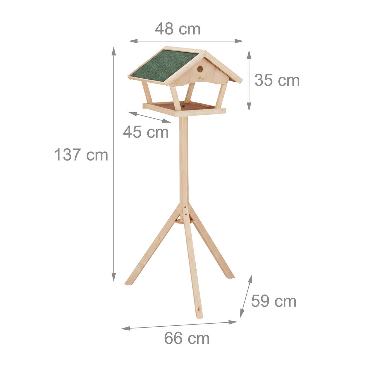 VOGELFUTTERHAUS - Hellbraun, Holz (66/137/59cm) - Relaxdays