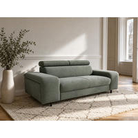 2,5-SITZER Vaasa Chenille Grün klappb. Kopfstützen 198/100/81 cm - Dunkelgrün, Kunststoff/Textil (198/81/70cm) - foamnova