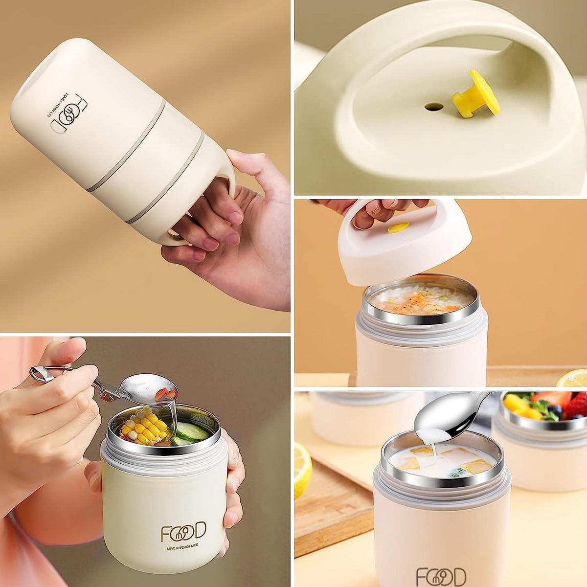 THERMOBEHÄLTER 0.68L Auslaufsicher - Ecru, Kunststoff (0.68L) - Kaket