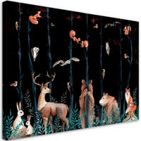 WANDBILD waldtiere hirschbär fuchs - Schwarz, Textil (60/40cm) - Feeby