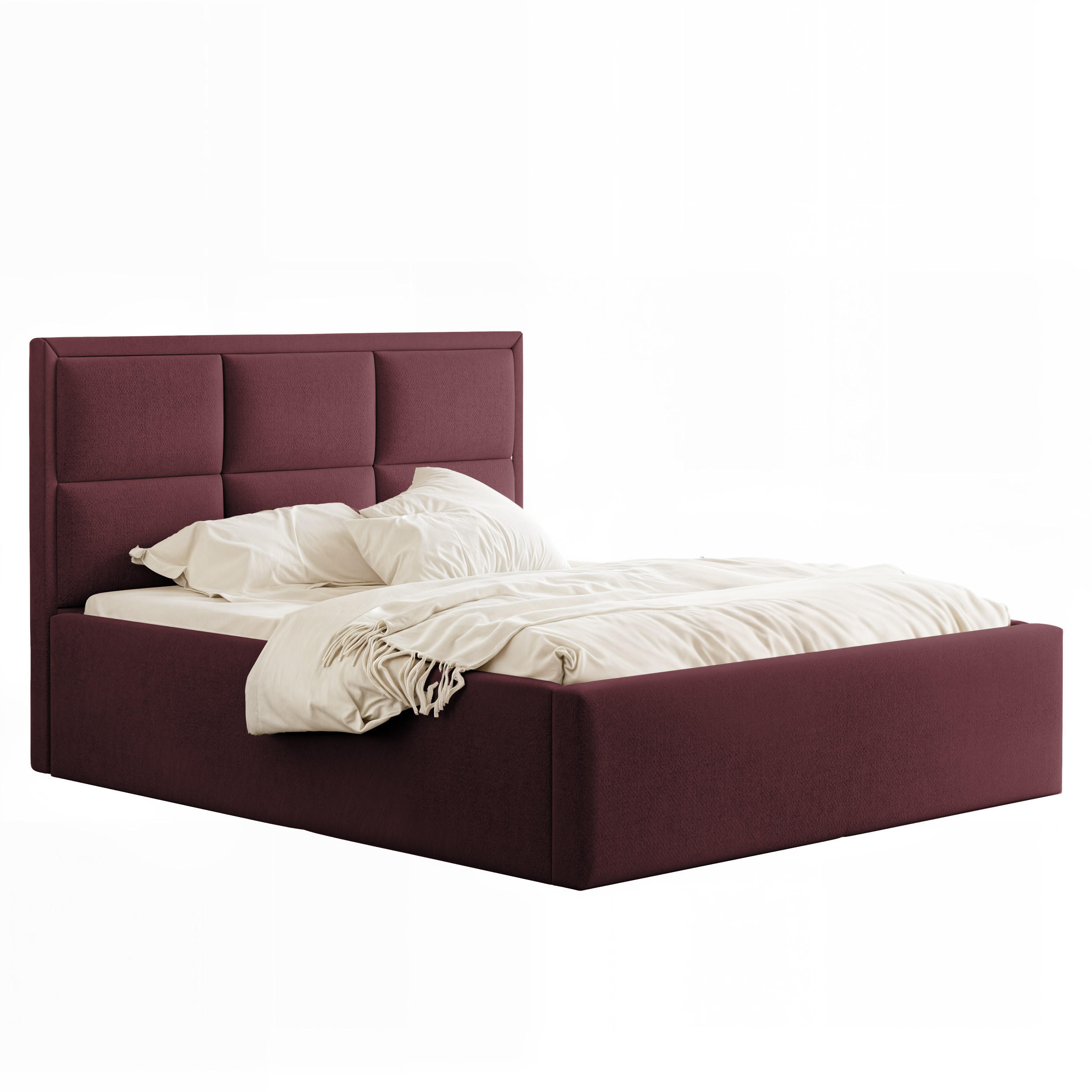 POLSTERBETT ELIN 160/200 cm Bettkasten, Bordeaux - Bordeaux, Textil/Metall (160/200cm) - Idohome