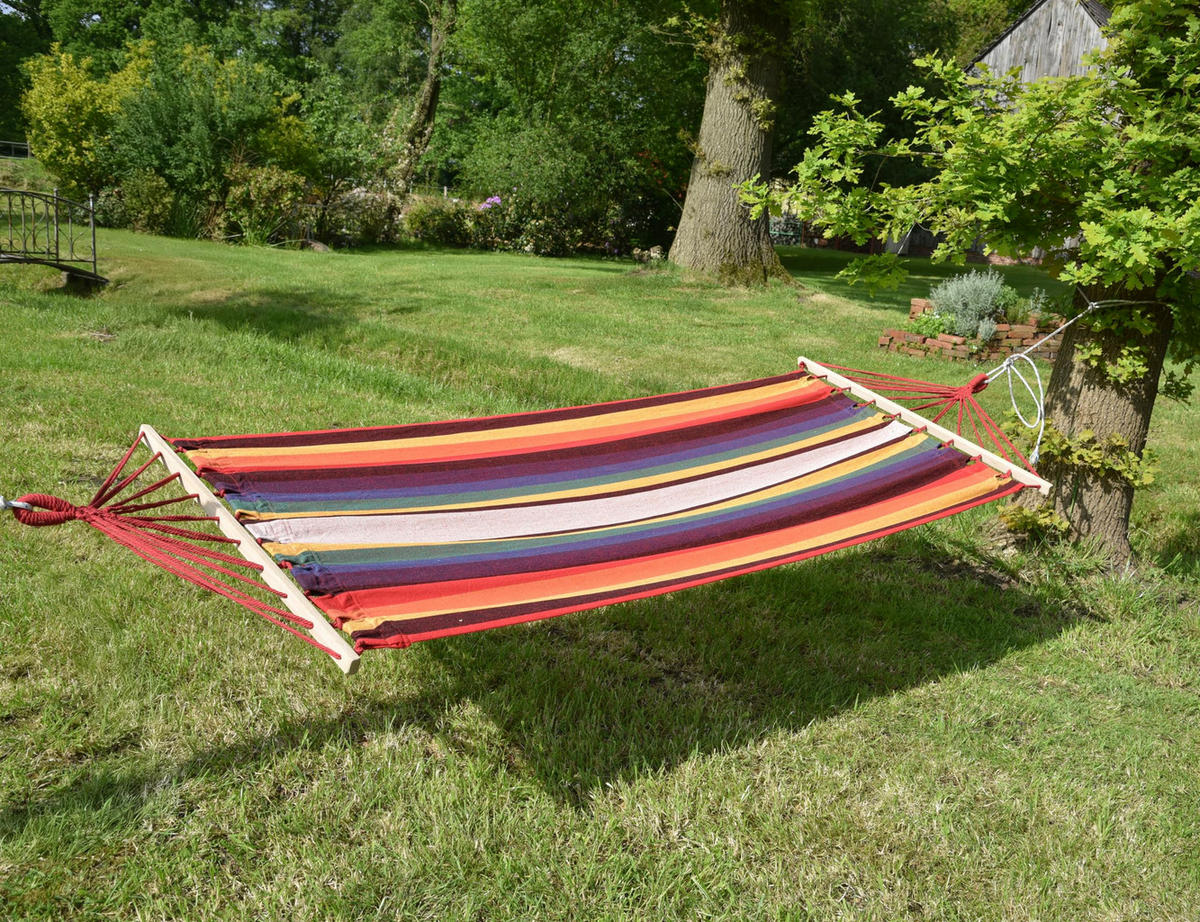 HÄNGEMATTE Trier Rot Pappelholz Relaxmatte zum Hängen - Rot, Holz (100/20/280cm) - DELUKE