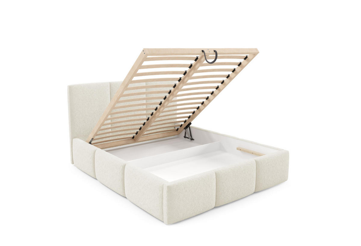 POLSTERBETT mit Stauraum 160x200 cm in Creme - Creme, Metall (160/200cm) - Home Collective