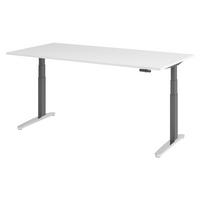 SCHREIBTISCH elektrisch XBHM 100/200/74 cm in Weiß/Graphitfarben/Alu poliert - Graphitfarben/Weiß, Holzwerkstoff (100/200/74cm) - bümö