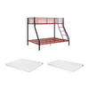 ETAGENBETT - 90 & 140 x 190 cm - Stahl - Schwarz & Rot + Matratze - ELEVATIO IV - Rot/Schwarz, Metall - Vente-Unique