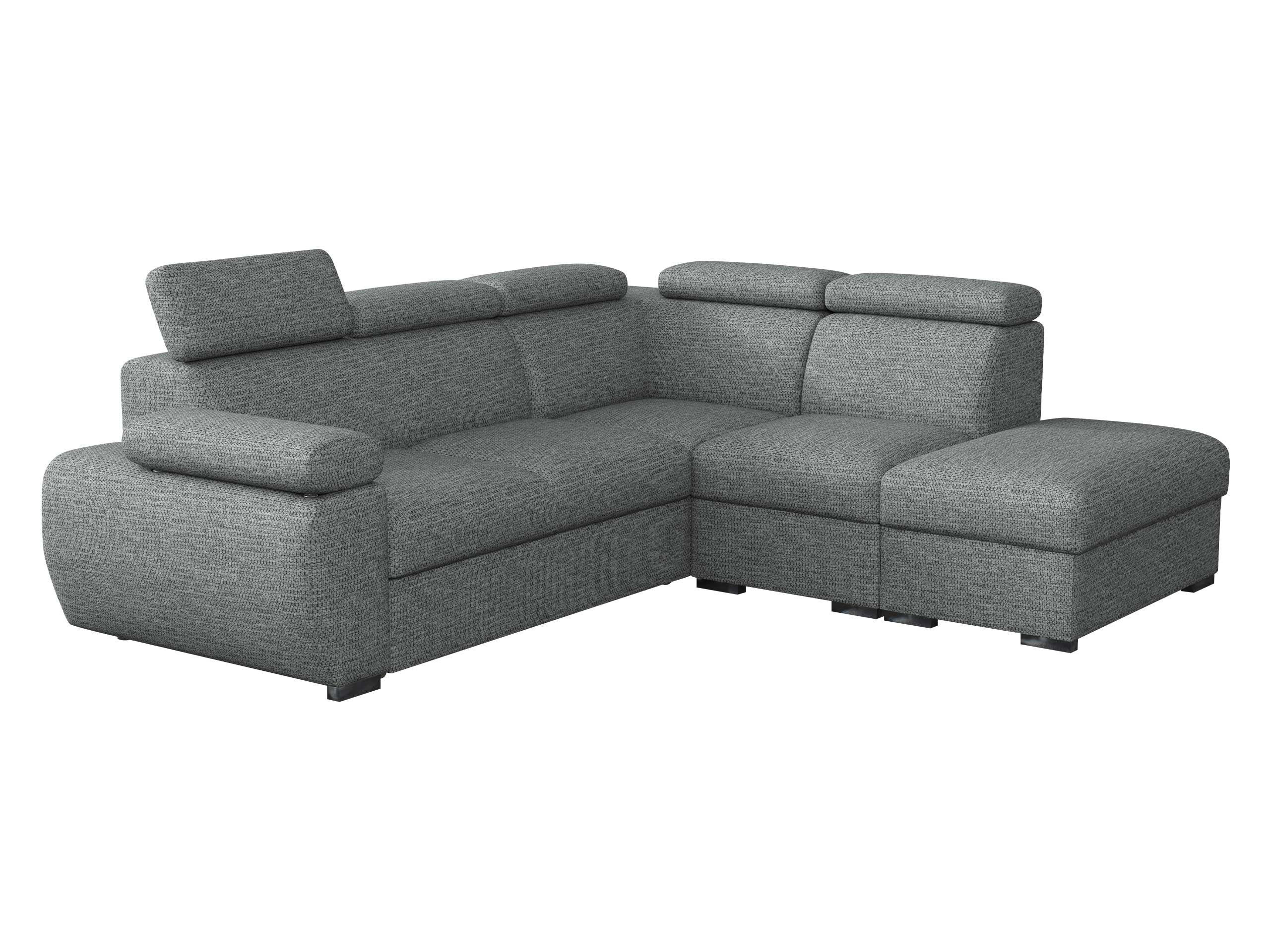 ECKSOFA Boston 2RR1P, Seite: Rechts 2R+R+1P(65)+PUFAP - Silberfarben/Graphitfarben, Holz/Textil (260/230cm) - MIRJAN24