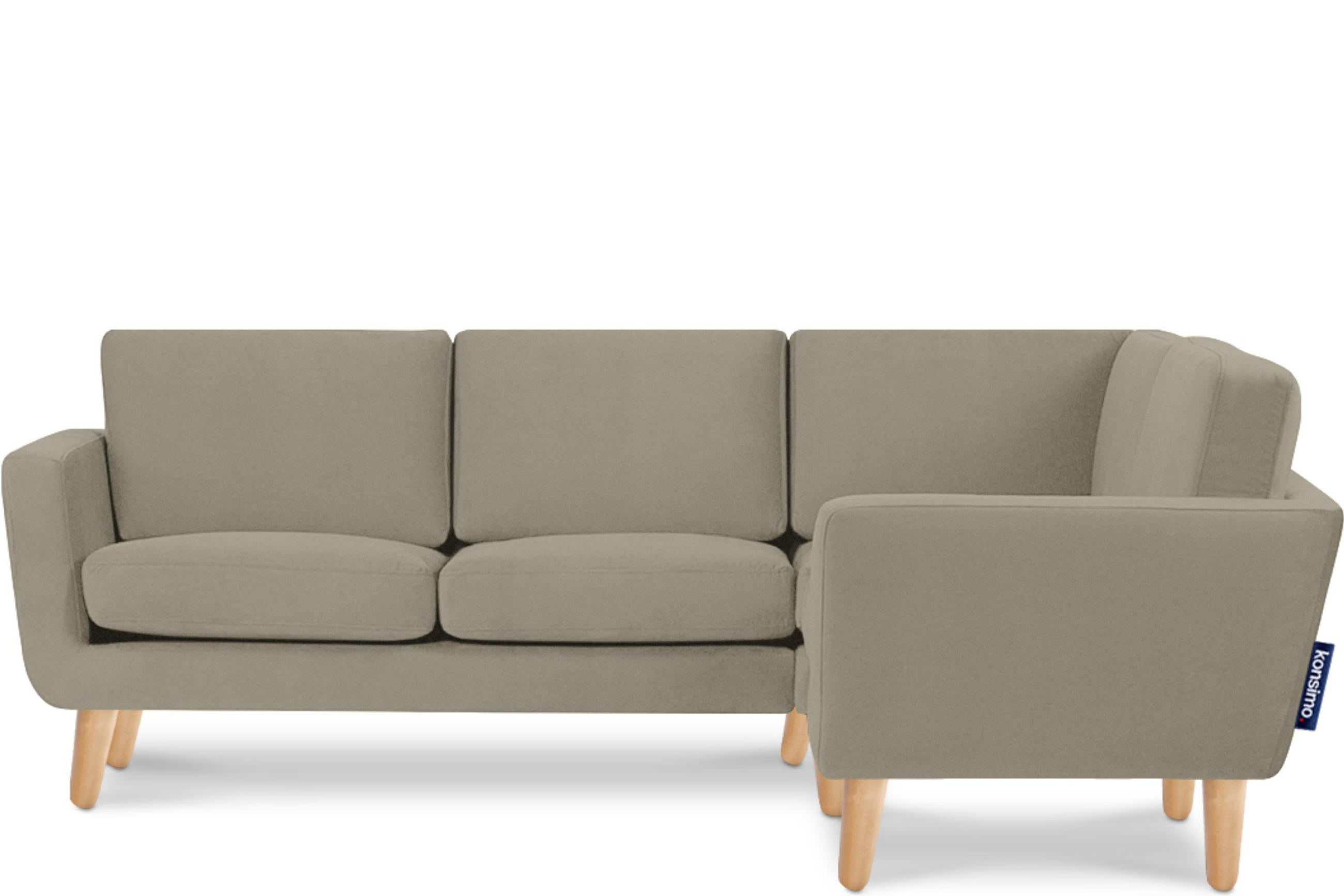 ECKSOFA-RECHTS TAGIO 3/4 Sitzer, Beige - Beige/Braun, Buchenholz/Textil (220/181cm) - KONSIMO®