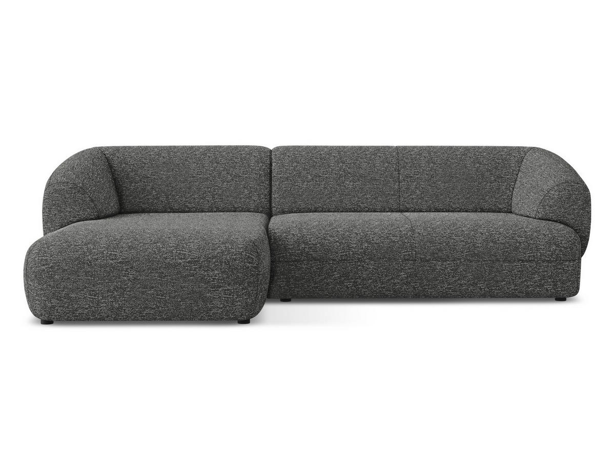 ECKSOFA links Strukturstoff Stoff Grau - Dunkelgrau/Schwarz, Kunststoff/Textil (156/280cm) - Makamii
