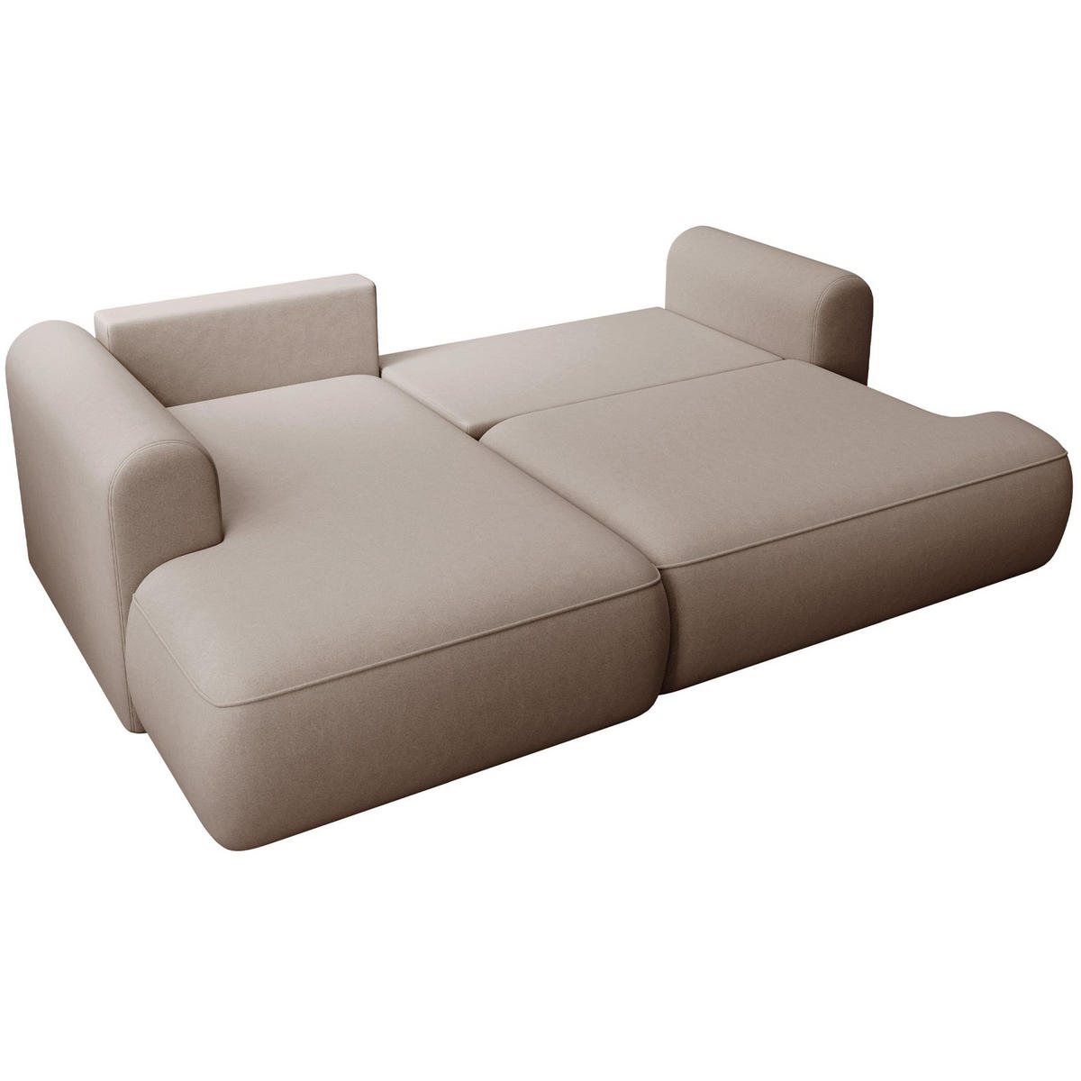ECKSCHLAFSOFA Ovo Mini Beige Easy-Clean-Samtbezug - Beige/Schwarz, Kunststoff/Textil (238/156cm) - Selsey