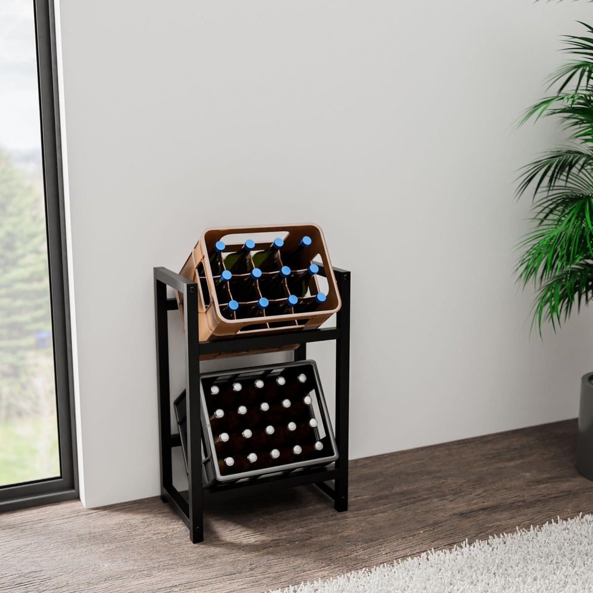 GETRÄNKESKISTENSTÄNDER Star - 2er Set - schwarz - Schwarz, Metall (47/31/75cm) - TPFLiving