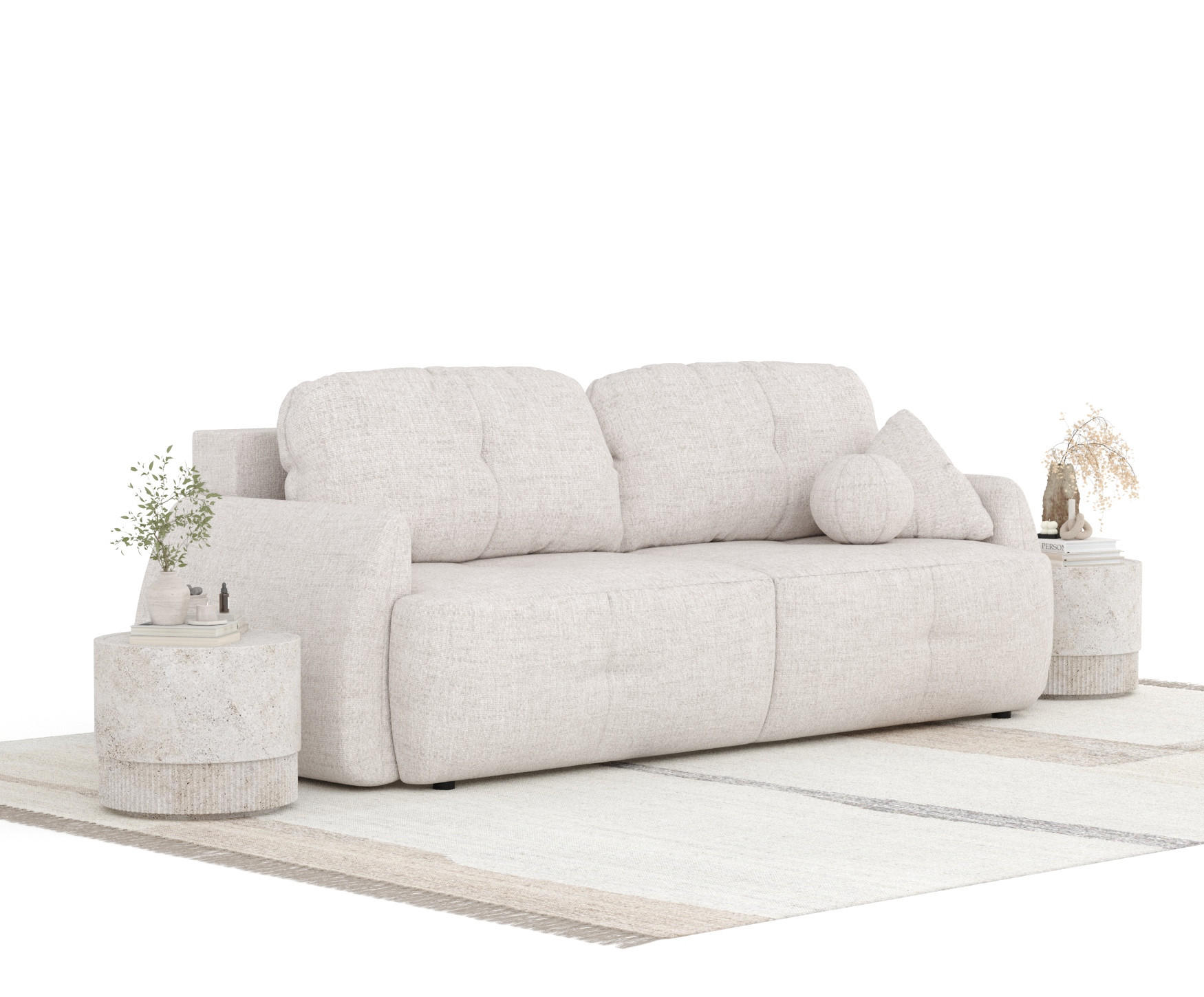 SCHLAFSOFA Loca Beige Webstoff - Beige/Schwarz, Holz/Holzwerkstoff (248/92/103cm) - Maison de Reve