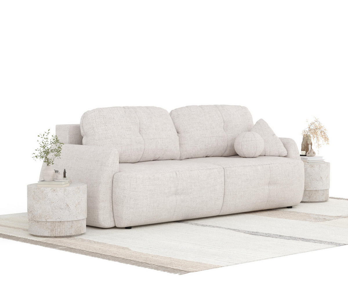 SCHLAFSOFA Loca Beige Webstoff - Beige/Schwarz, Holz/Holzwerkstoff (248/92/103cm) - Maison de Reve
