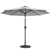 SONNENSCHIRM aus Polyester Metall in Hellgrau mit Cement-Sockel drehbar 360° neigbar 60° 3 x 2.4m Ø45 × 25 cm - Grau, Metall (300/240cm) - Livingandhome