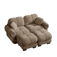 2-SITZER-SOFA DE-34384 2 Ottomans Braun - Braun, Textil (149/90/190cm) - ComfortXL