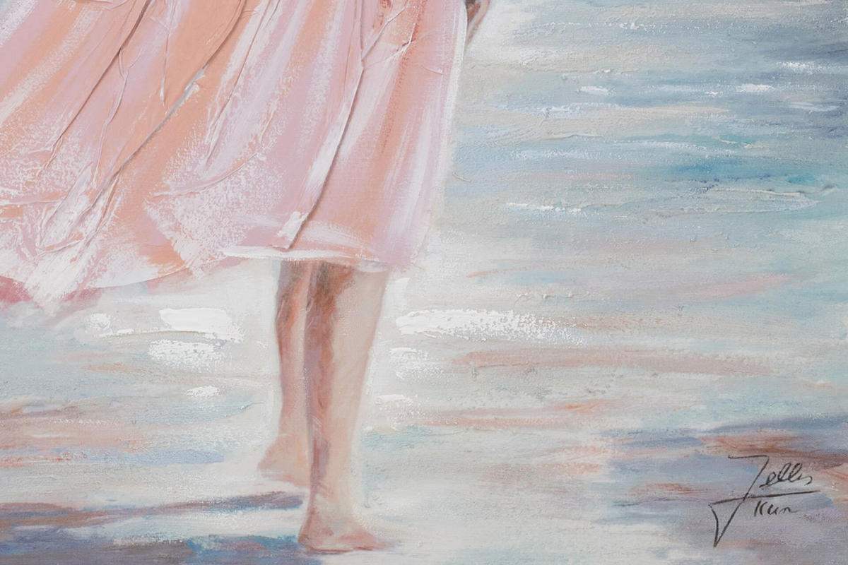 ACRYLBILD HANDGEMALT 60/90 cm - Blau/Pink, Holz/Textil (60/90cm) - KUNSTLOFT