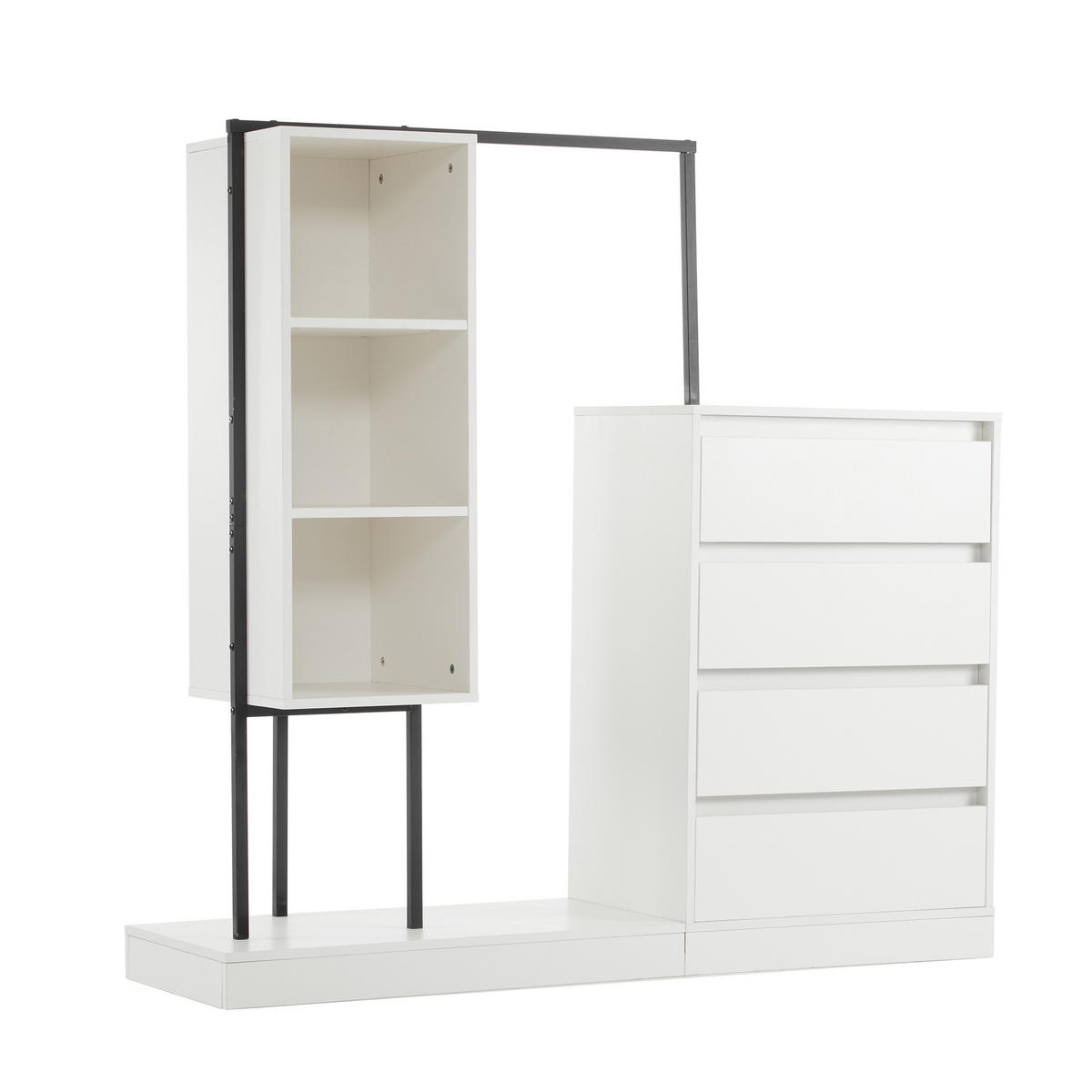 KLEIDERSCHRANK Weiß Set Sideboard Kleiderstange 140cm - Weiß, Holzwerkstoff (140/135/40cm) - FLIEKS