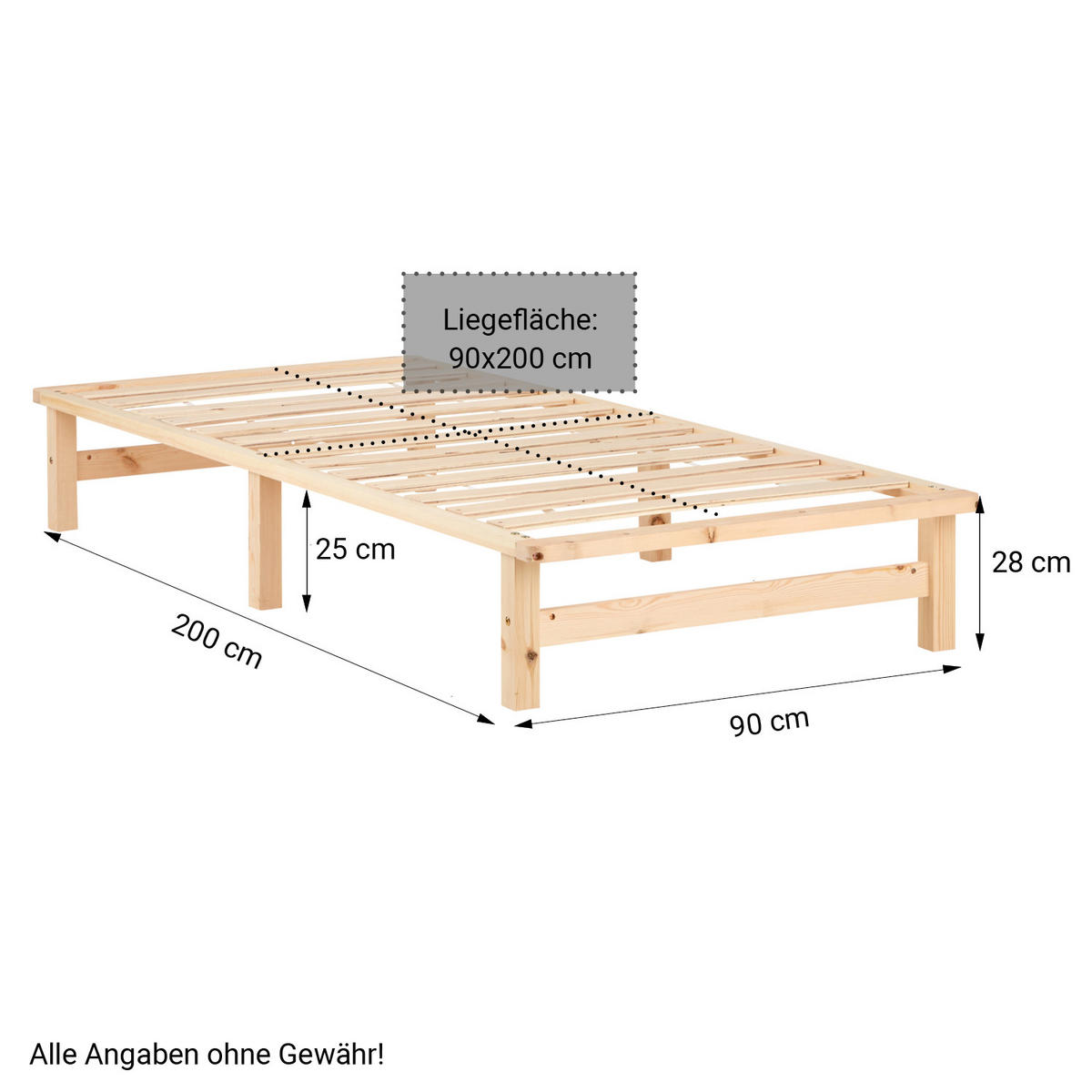 HOLZBETT mit Stauraum 90/200 cm natur - Braun, Holz (90/200cm) - Homestyle4u