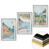 WANDBILDER 3er Set - 40x60 cm Silberner Rahmen - Pastellfarbene Küstenansichten - Silberfarben, Kunststoff (40/60cm) - ArtPrintCave