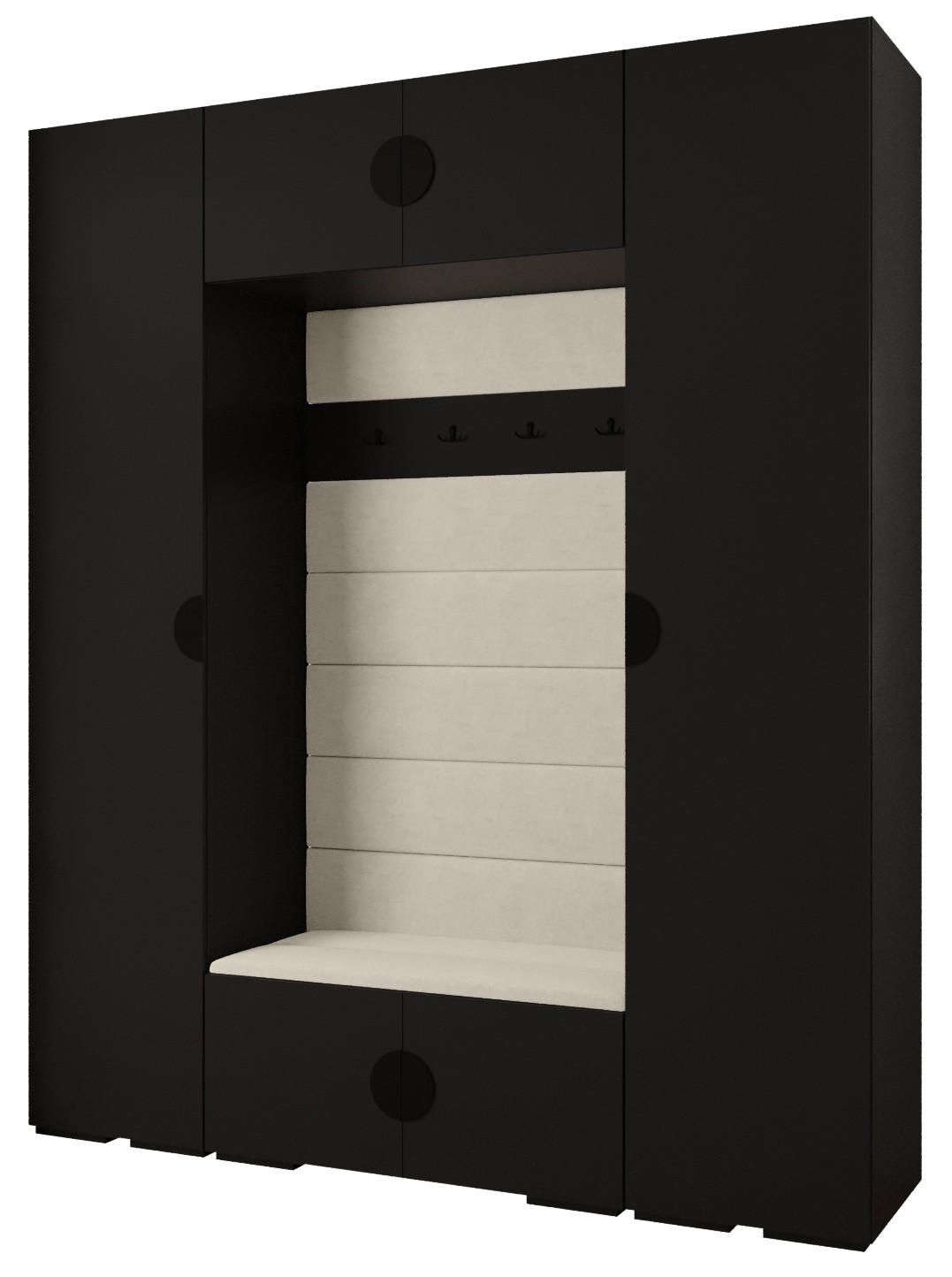 Abiks Möbel Garderoben-Set Schwarz, Beige, Schwarz 200x236.7x47 cm
