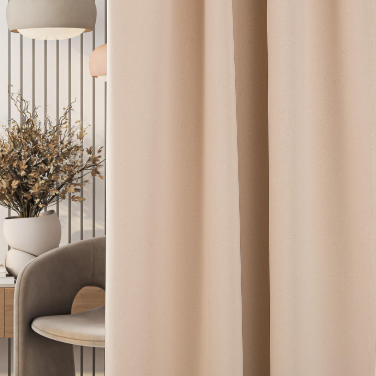 VERDUNKELUNGSVORHANG mit Schlaufenband 140x280 cm sand - Sandfarben, Textil (140/280/1cm) - Dekoria