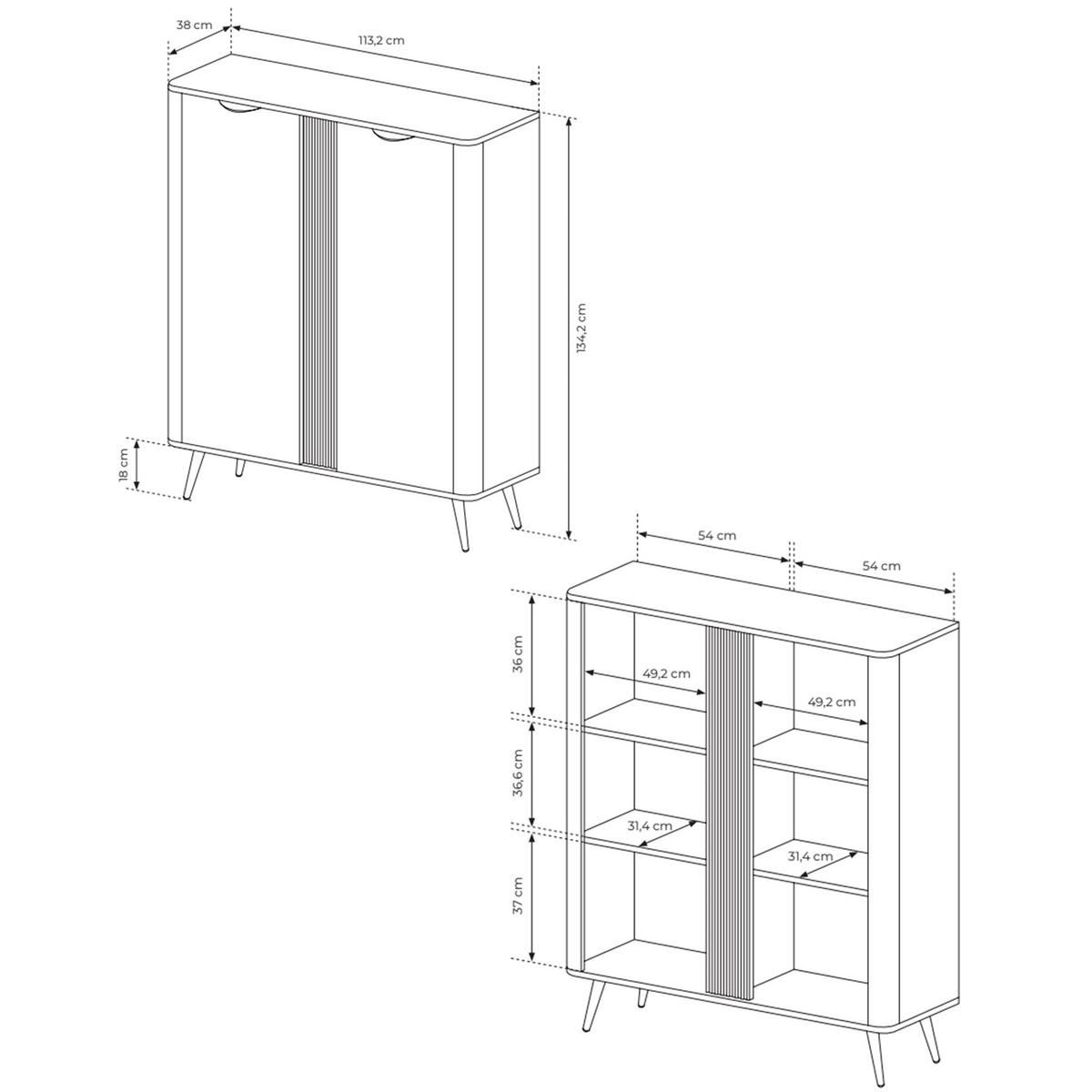 HIGHBOARD Veris dub Dunin 113 cm - čierna/tmavohnedá, kov/kompozitné drevo (113.2/134.2/38cm) - Selsey