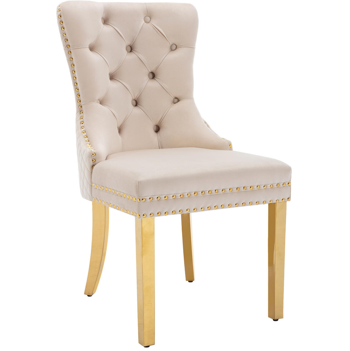 ESSZIMMERSTUHL Samt mit Edelstahlbeinen 50,5 x 45 x 95 cm Beige - Beige, Metall (45/95/50.6cm) - Meubliv