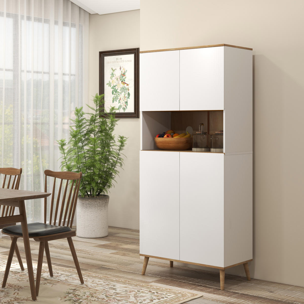 HIGHBOARD DE-11065 2 Türen, verstellbare Böden & Kabeldurchlass Weiß - Weiß, Holzwerkstoff (40/178/80cm) - ComfortXL