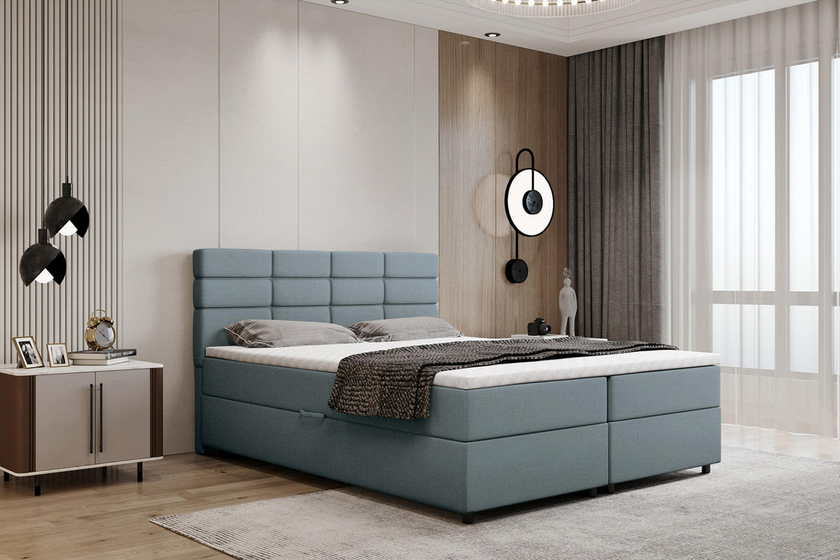 BOXBETT Reve 160 x 200 cm mit Bettkasten und Lattenrost ohne matratze - hellblau - Rosa, Holz (160/206cm) - Panda Möbel