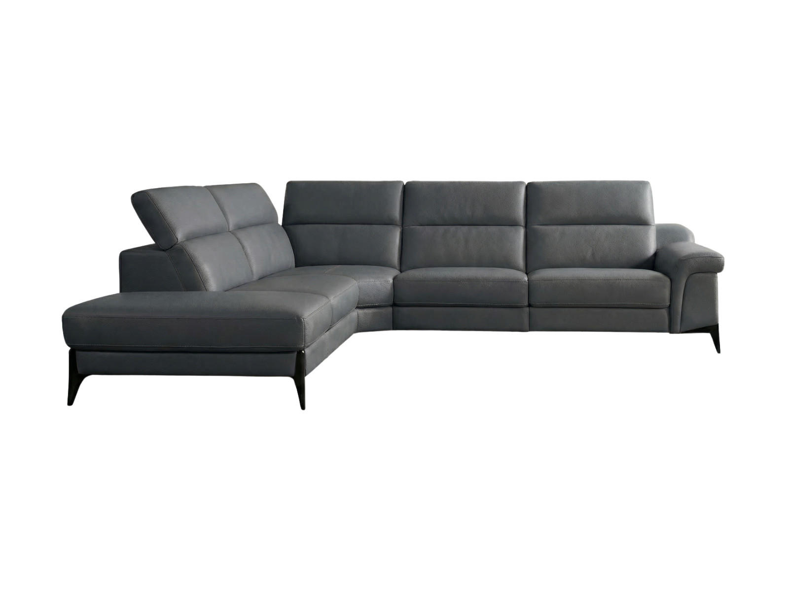 ECKSOFA Texas Echtleder Anthrazit - Anthrazit, Leder/Metall (274/238cm)