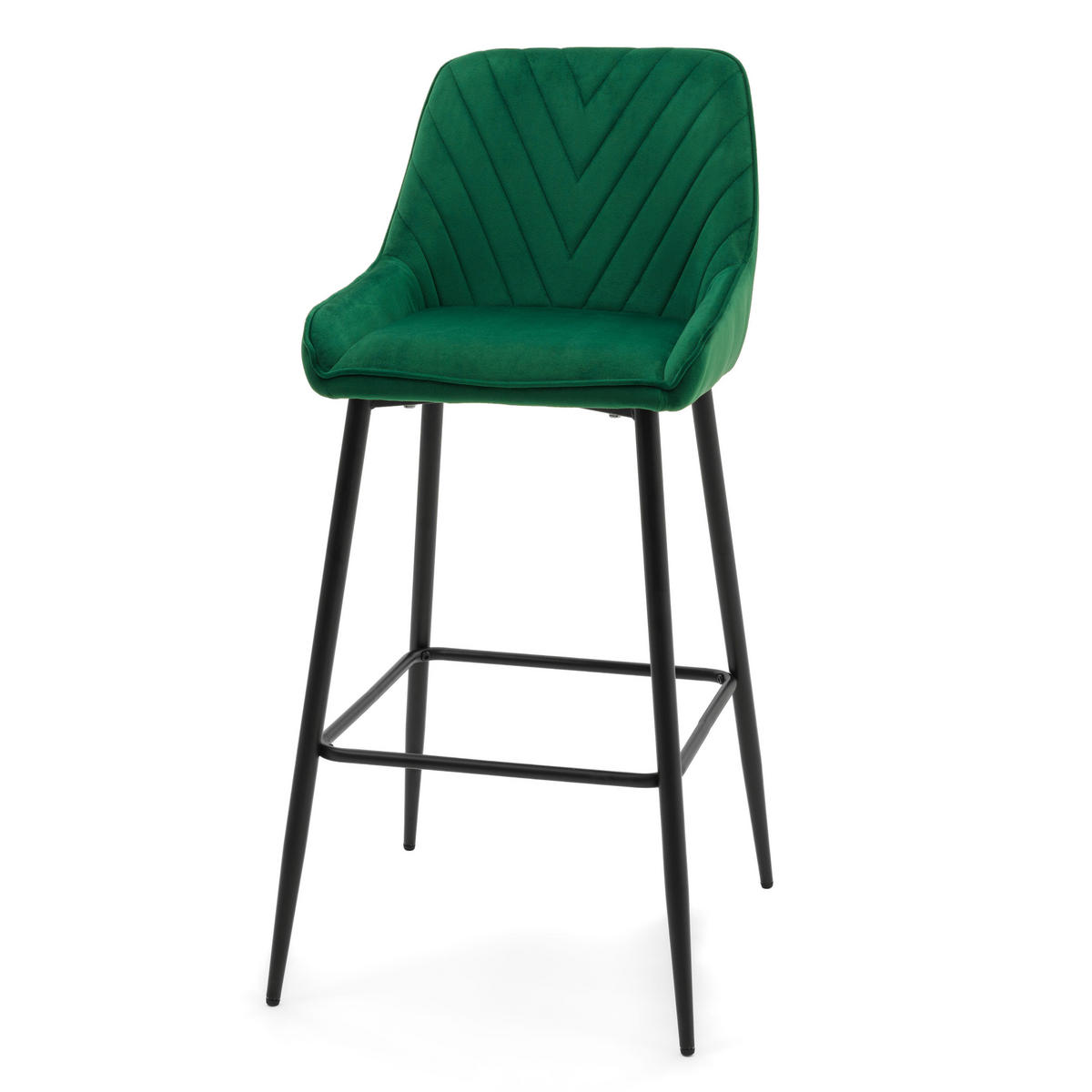 BARHOCKER VASTO gepolstert mit Steppung - grün - Samt Velours - Schwarz/Grün, Metall (50/102/55cm) - NEW HOME
