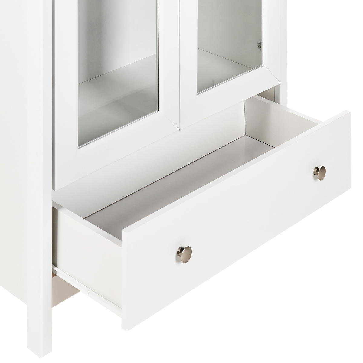 VITRINE mit Glastüren 80 cm Weiß Nornalup - Weiß, Holzwerkstoff (80/180/35cm) - Beliani