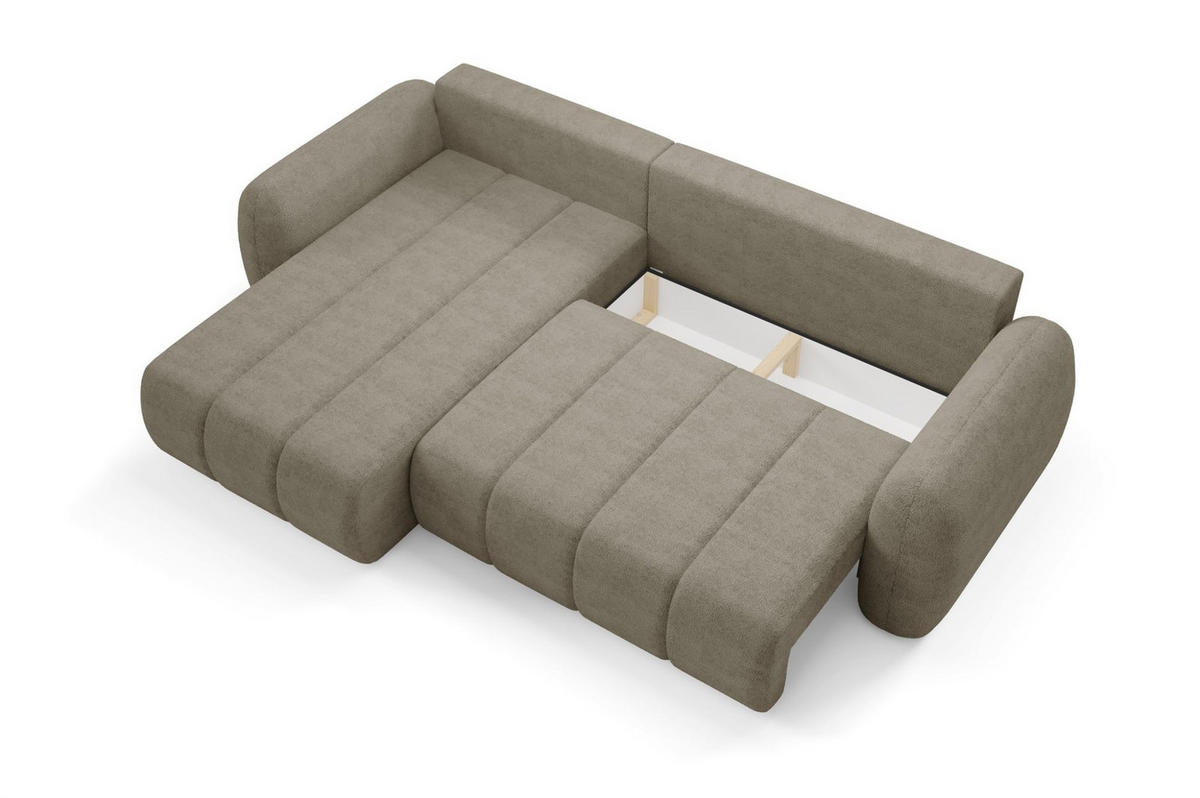 ECKSOFA Caria Mit Schlaffunktion - Beige, Holzwerkstoff/Textil (304/190cm) - Fun Möbel