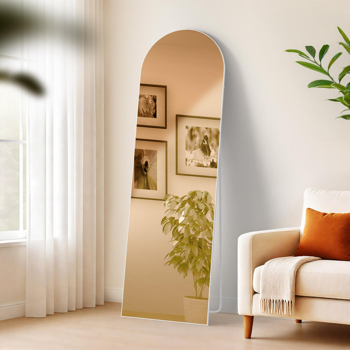 STANDSPIEGEL Malaga Glas Weiß matt Ganzkörperspiegel - Weiß, Glas (50/160/3cm) - DELUKE