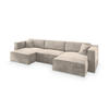 WOHNLANDSCHAFT SARMO M Creme Velours-Stoff mit Schlaffunktion - Creme, Holz (347/70/148cm) - MASSENO