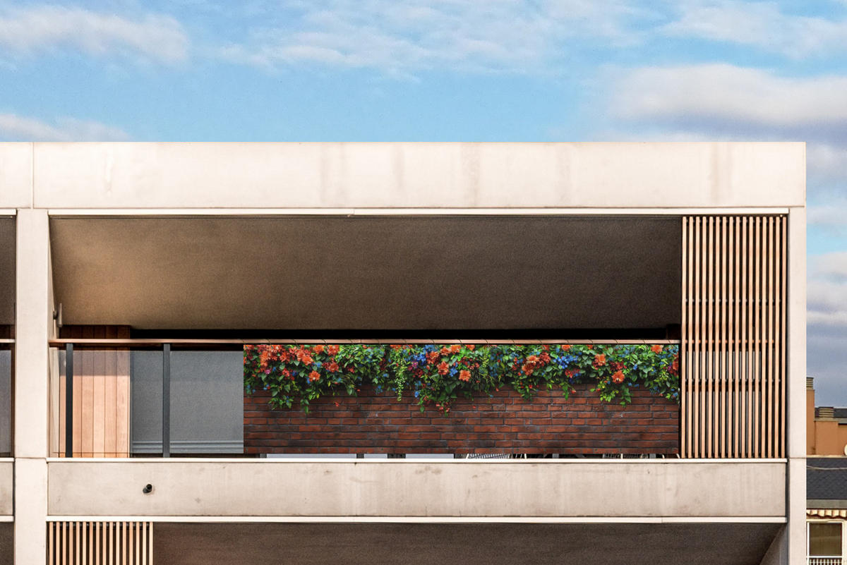 BALKON-SICHTSCHUTZ Blumen - Wand - Grün - Orange - Rotbraun, Kunststoff (500/130cm) - MuchoWow