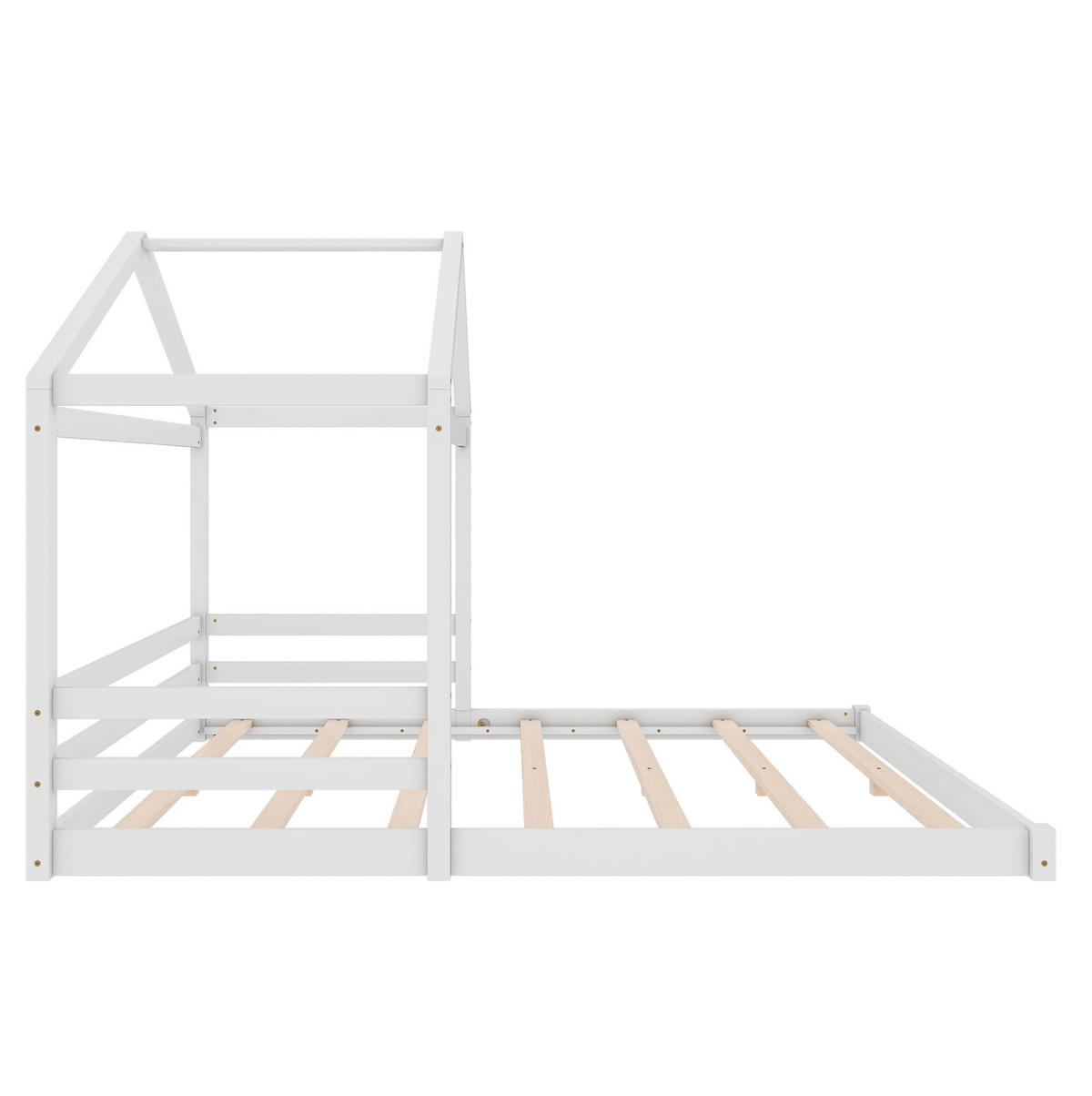 HAUSBETT 140/200 cm, Weiß mit Lattenrost ohne Matratze - Weiß, Holz (140/200cm) - MIVRAY