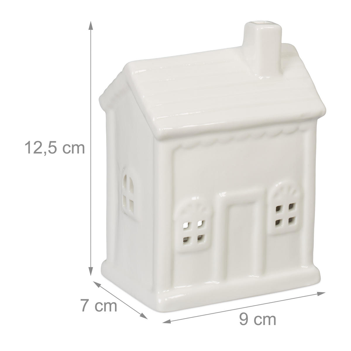 TEELICHTHAUS - Weiß, Keramik (12.5cm) - Relaxdays