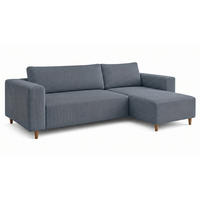 ECKSOFA RIO mit Schlaffunktion und Bettkasten, Farbe: Blau, Cordstoff, Ottomane Universal - Blau, Textil (249/142cm) - Marpur
