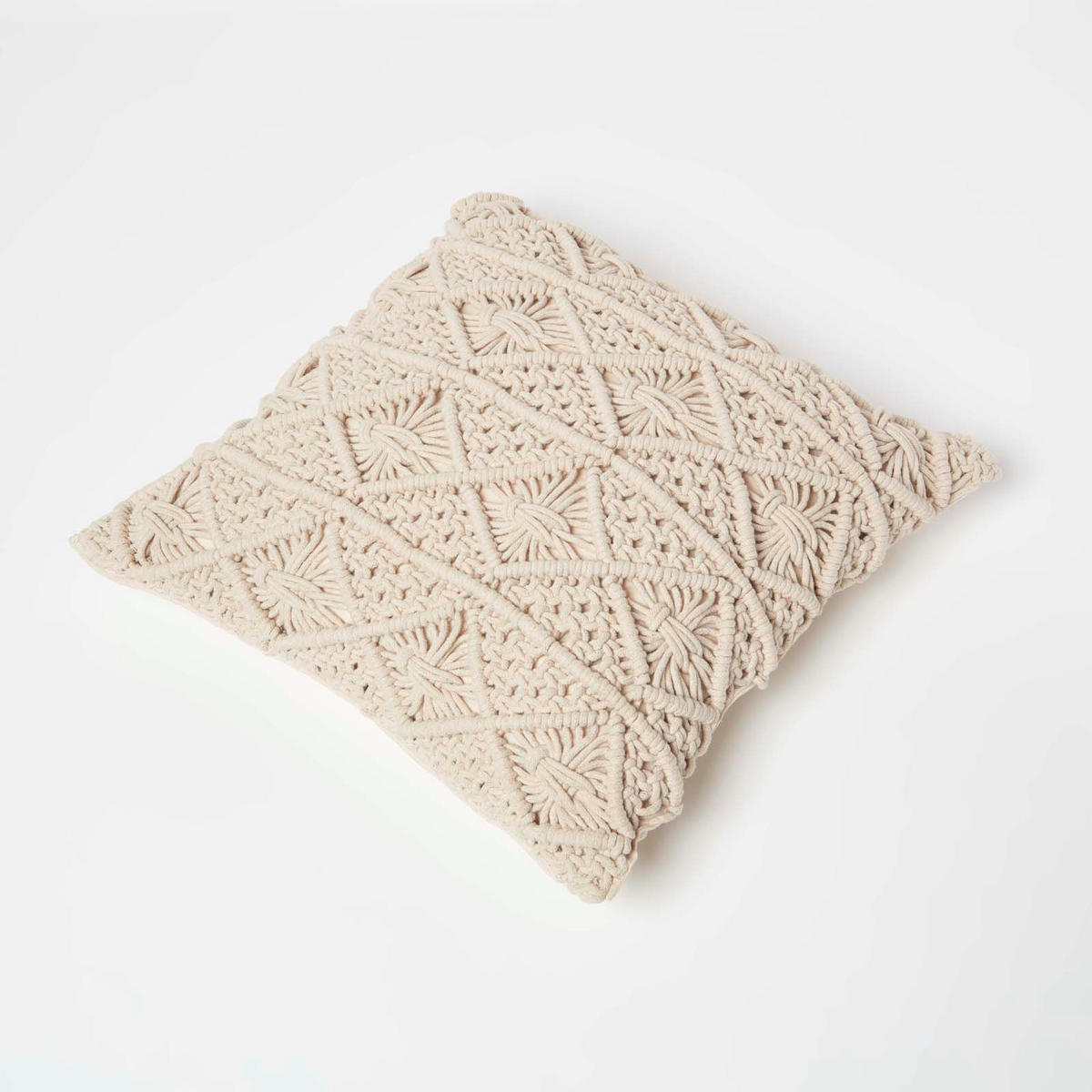 DEKOKISSEN Willow 45/45 cm Makramee - Creme, Textil (45/45cm) - Homescapes