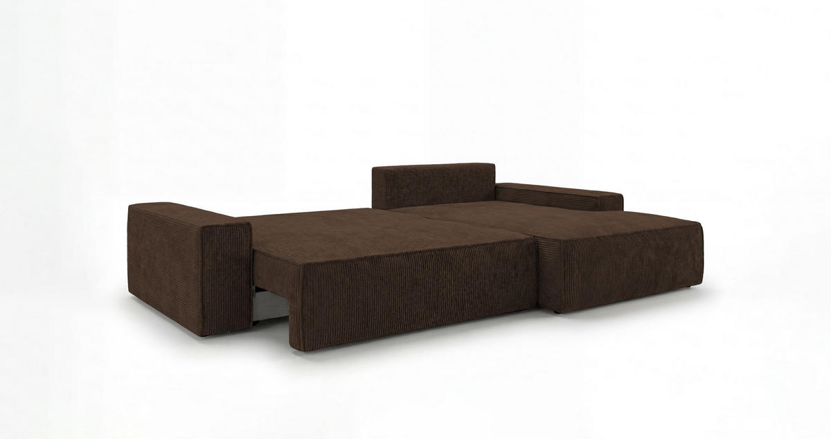 ECKSOFA VERONA rechts braun Cord Poso 6 - Schlaffunktion, Bettkasten - Braun, Textil (280/184cm) - Cornero