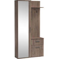 GARDEROBEN-SET Nex mit Spiegel, Haken & Stauraum – 97/195/30 cm – Trüffel Eiche - Trüffeleichefarben, Holzwerkstoff (97/195/30cm) - WFL GROUP