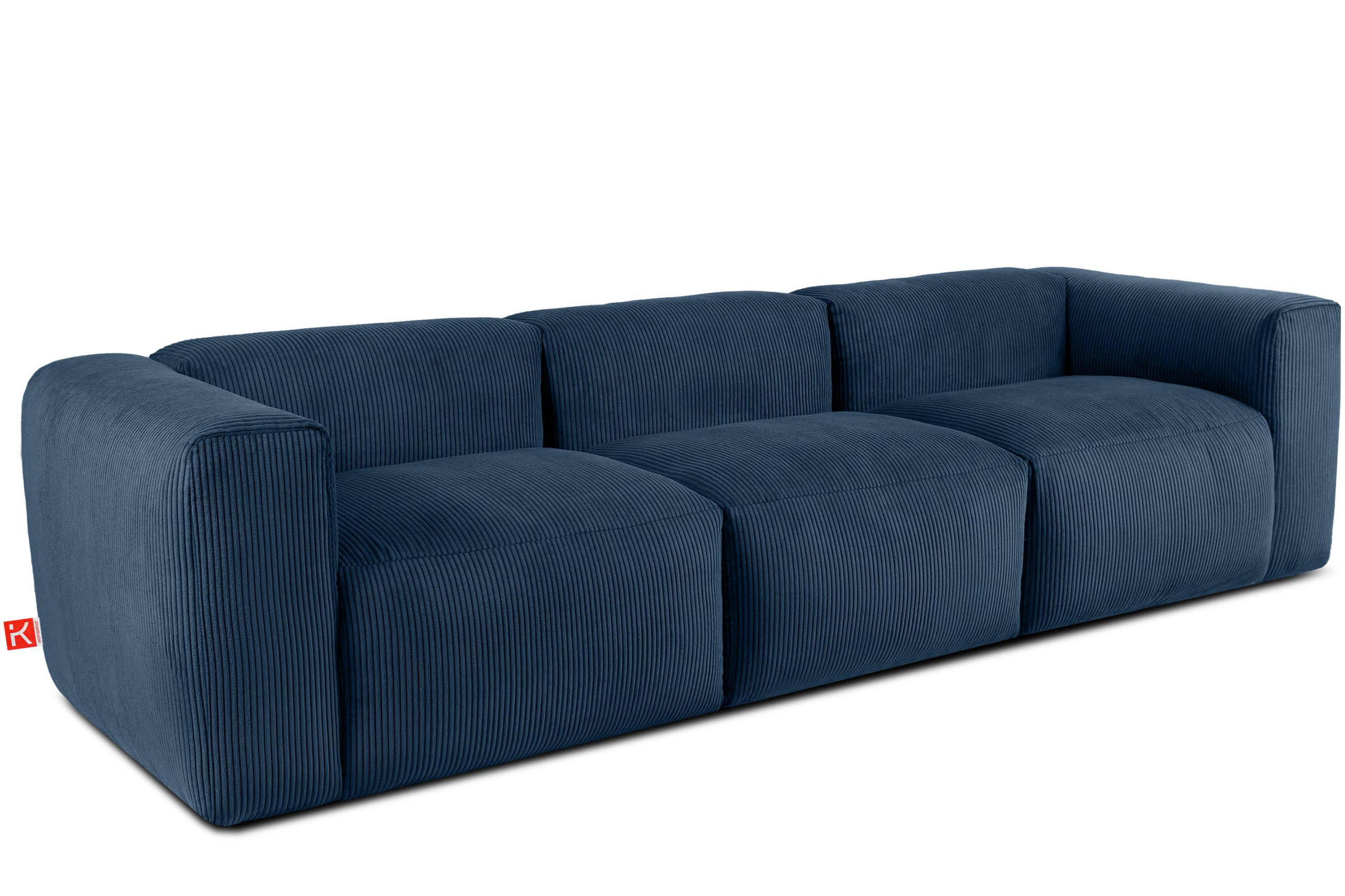 3-SITZER-MODULSOFA BUFFO mit extrem weicher und bequemer Sitzfläche, Kordstoff, marineblau - Blau/Grün, Textil (290/73/96cm) - KONSIMO®