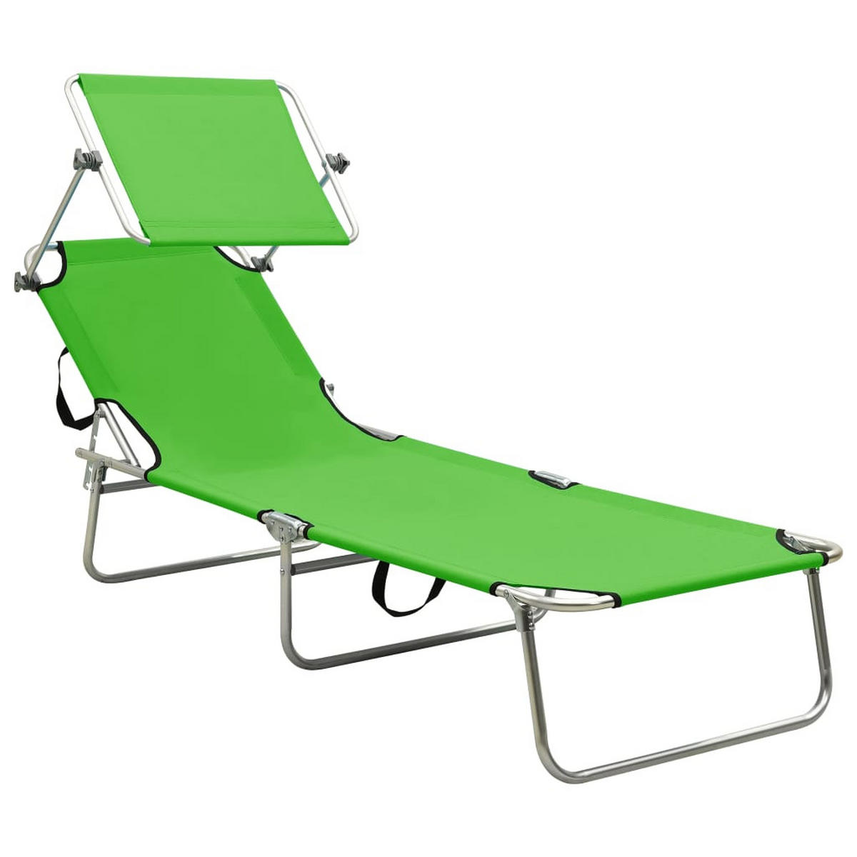 KLAPPLIEGE mit Sonnendach Grün Aluminium - Grün, Textil (57.5/27/187cm) - furnicato
