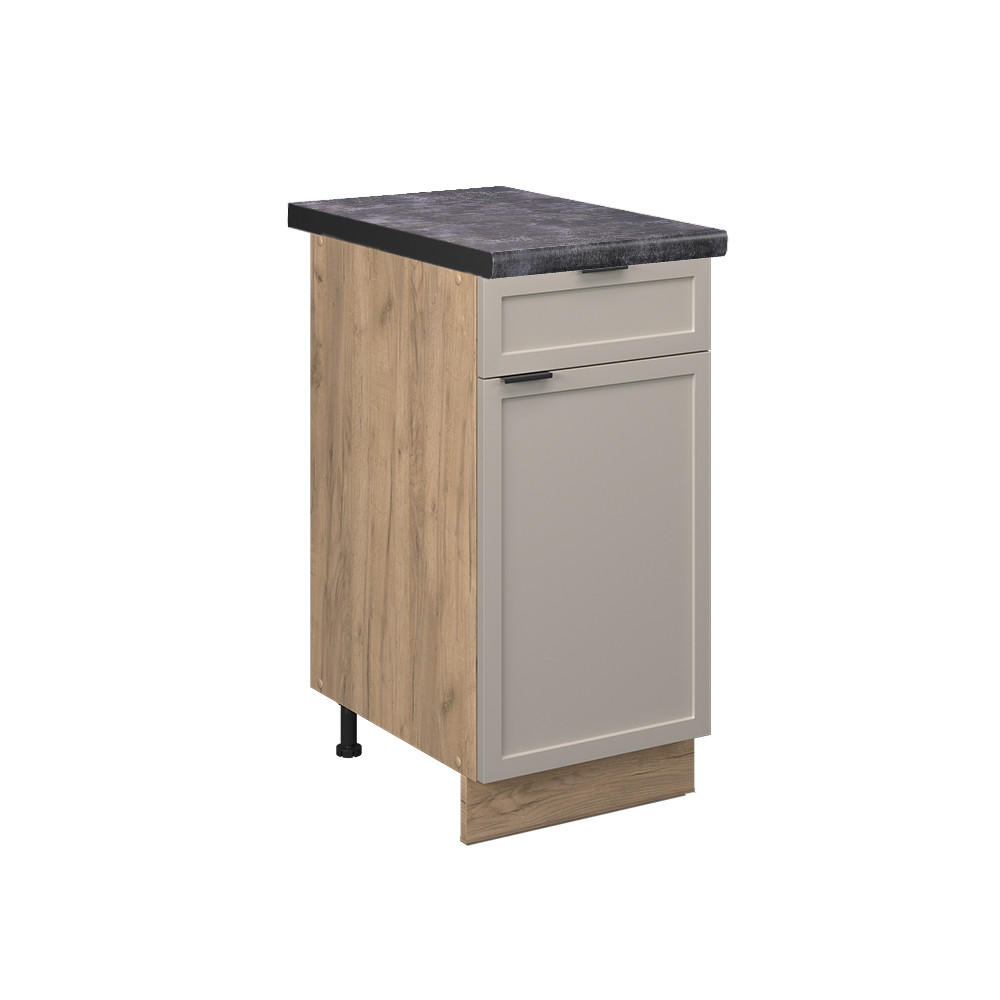 KÜCHENUNTERSCHRANK Fame-Line GrauBeige 40 cm, AP Anthrazit - Greige/Eiche Wotan, Holzwerkstoff (40/82/60cm) - Vicco