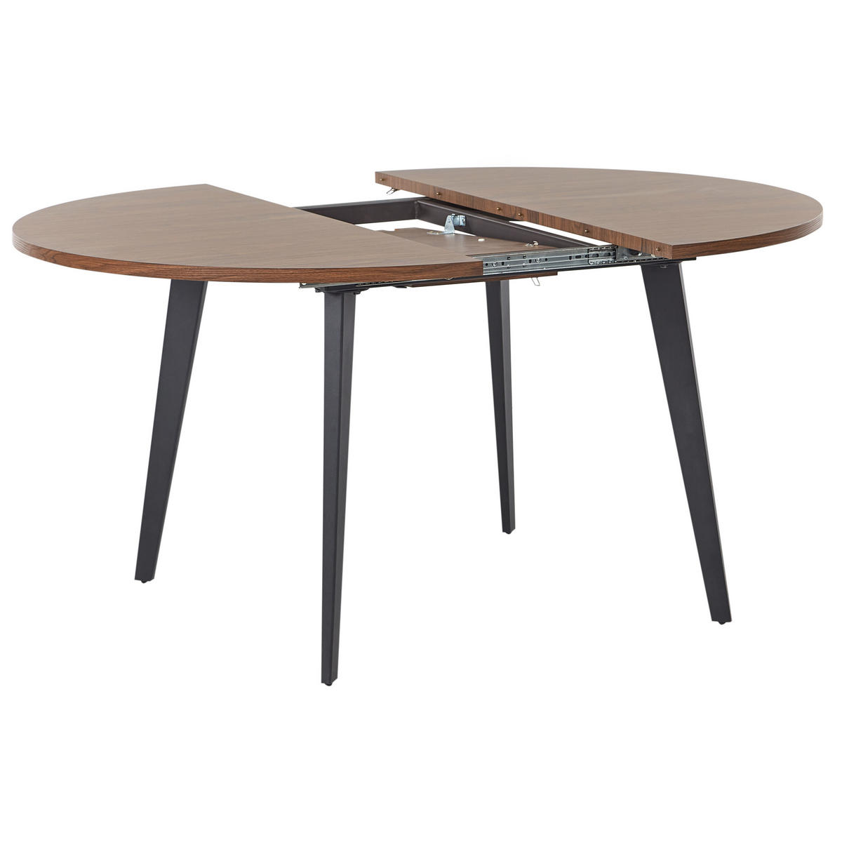 AUSZIEHBARER-ESSTISCH 120/150-120 cm Dunkler Holzfarbton/Schwarz Bovina - Dunkelbraun/Schwarz, Holzwerkstoff (120/120/75cm) - Beliani