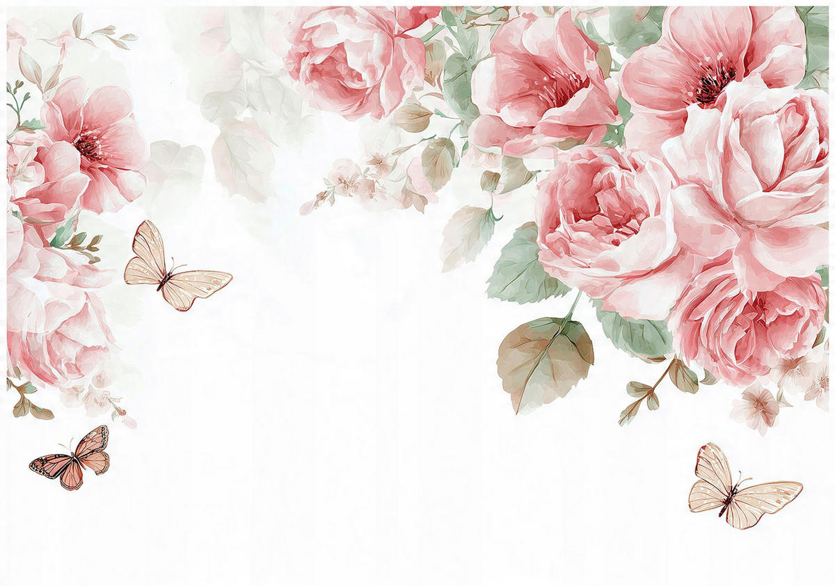 FOTOTAPETE Blumen Rosen Rosa Schlafzimmer 400x280 - Multicolor, Papier (400/280cm) - Wallarena