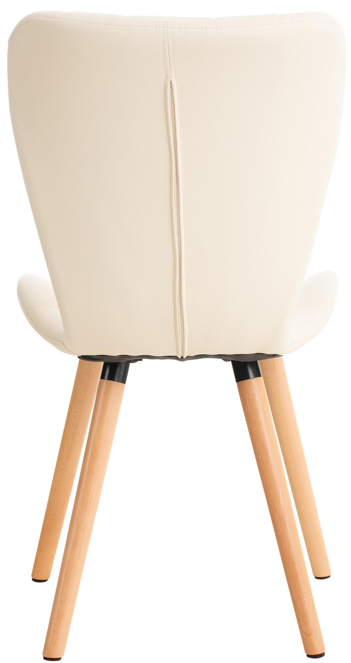 STUHL Lederlook creme - Eukalyptusholzfarben/Creme, Holz/Textil (50/88/63cm) - CLP