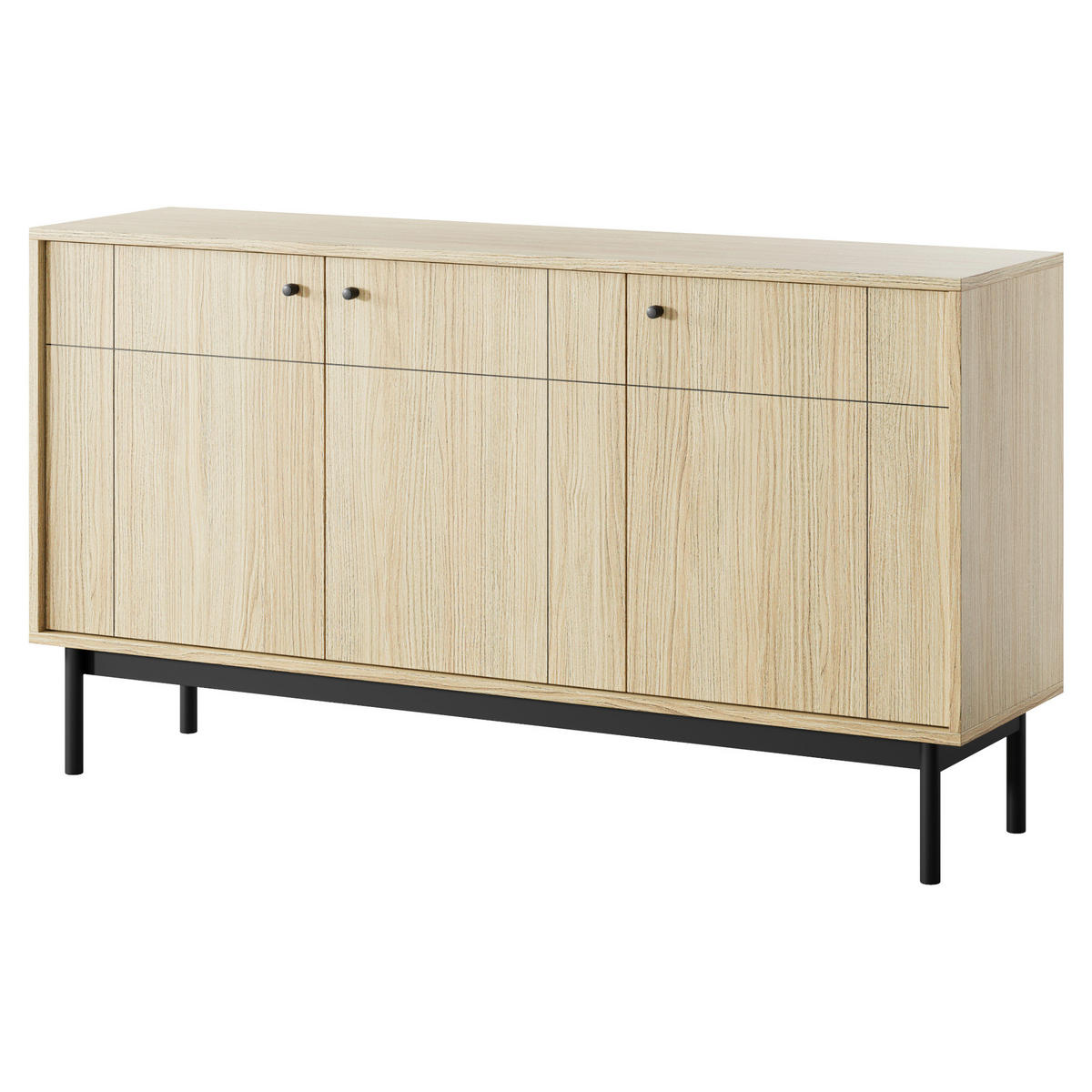 SIDEBOARD DIEPPE KOM2-3D Fräste Fronten, Eiche - Eichefarben, Holz/Holzwerkstoff (154/83/39cm) - Komodee