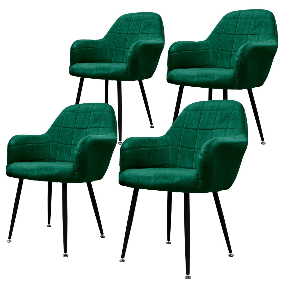 ML-DESIGN JÍDELNÍ ŽIDLE, sada 4 ks, tmavě zelený samet