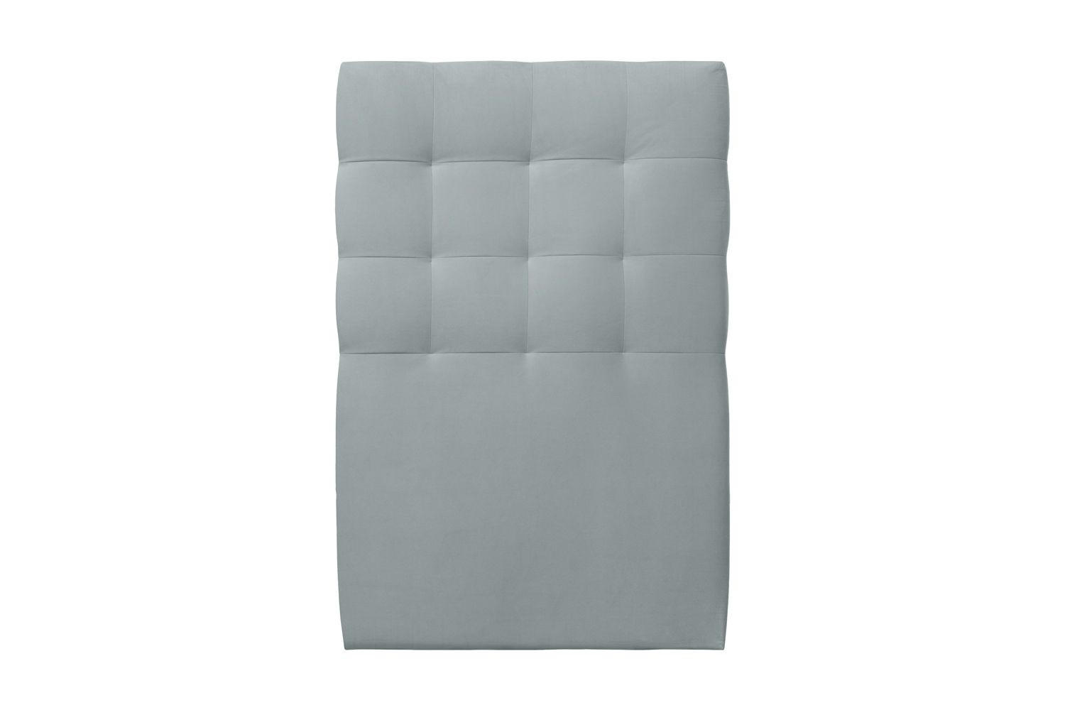 KOPFTEIL gepolstert - Gesteppt – blaugrauer Samtstoff - 90 cm - Beige/Blaugrau, Holz (90/120/10cm) - Sommeil de Plomb